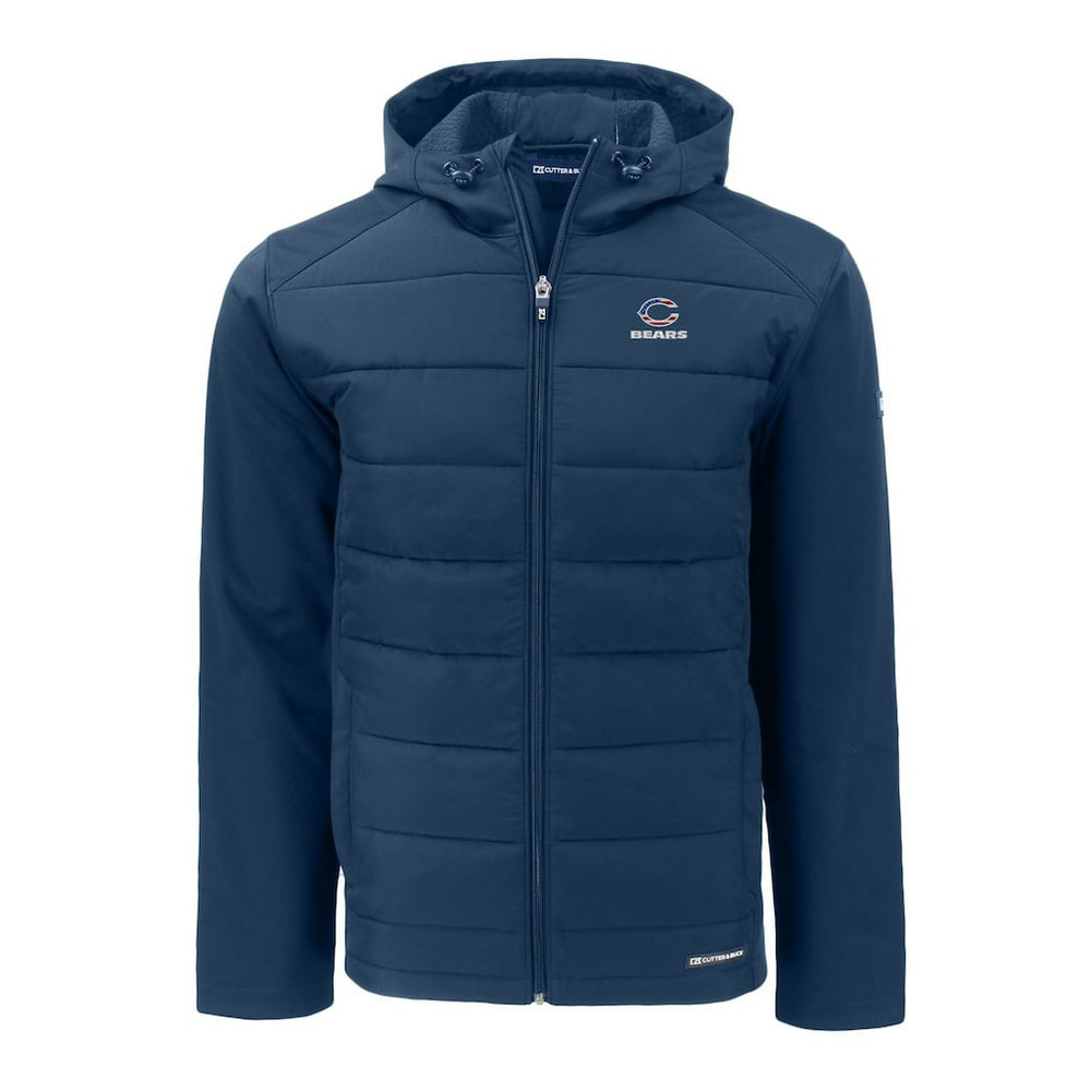 Chicago Bears Cutter & Buck Big & Tall Americana Evoke Hybrid Eco Softshell Recycled Full-Zip Hooded Jacket - Navy Jackets