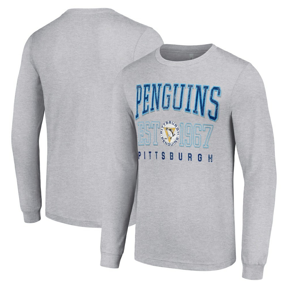 Pittsburgh Penguins Starter Retro Graphic Long Sleeve Crew T-Shirt - Heather Gray | US 201083188