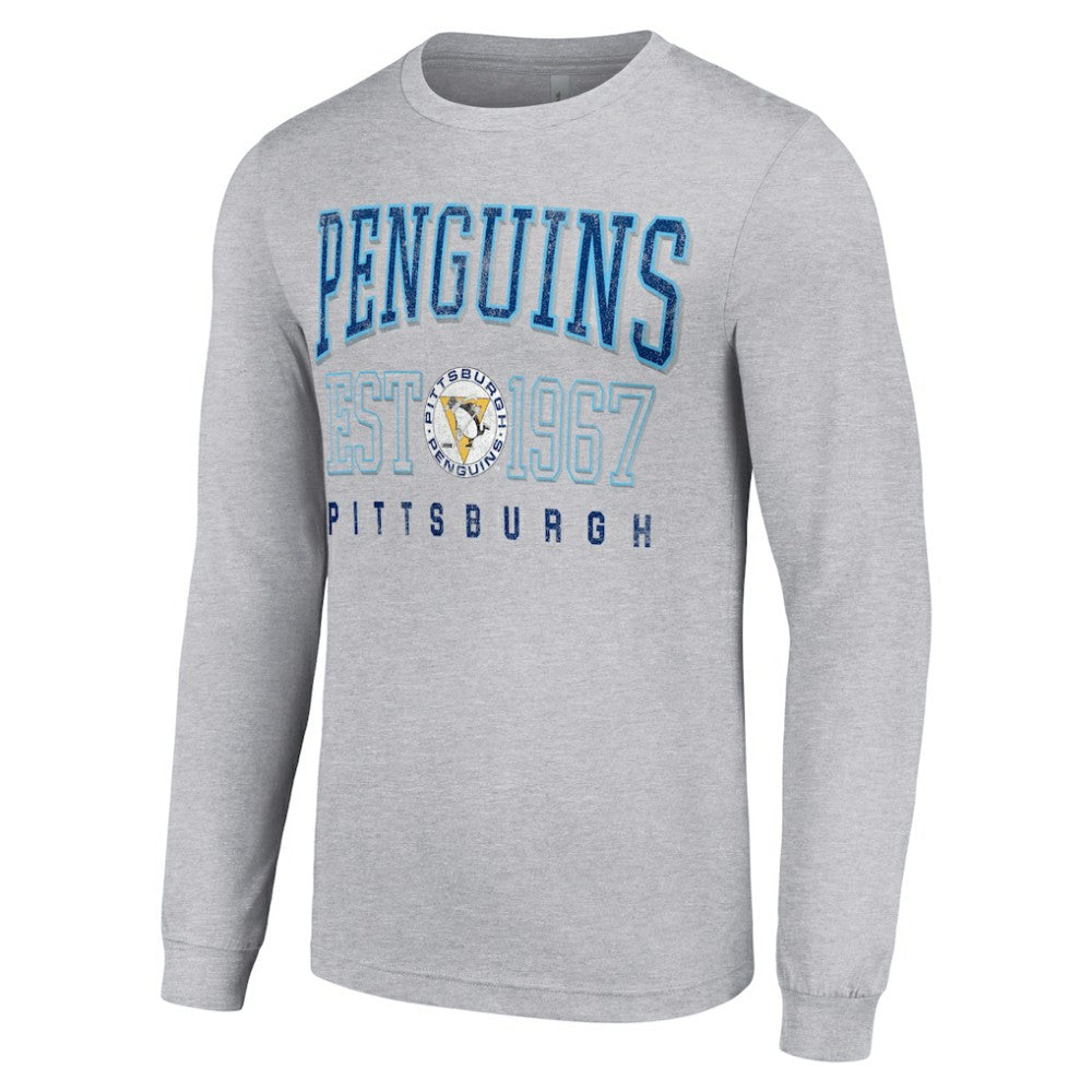 Pittsburgh Penguins Starter Retro Graphic Long Sleeve Crew T-Shirt - Heather Gray | US 201083188