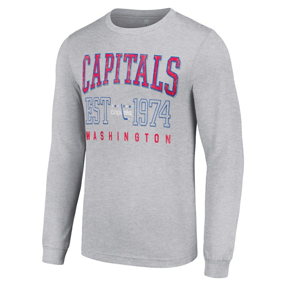 Washington Capitals Starter Retro Graphic Long Sleeve Crew T-Shirt - Heather Gray | US 201083193