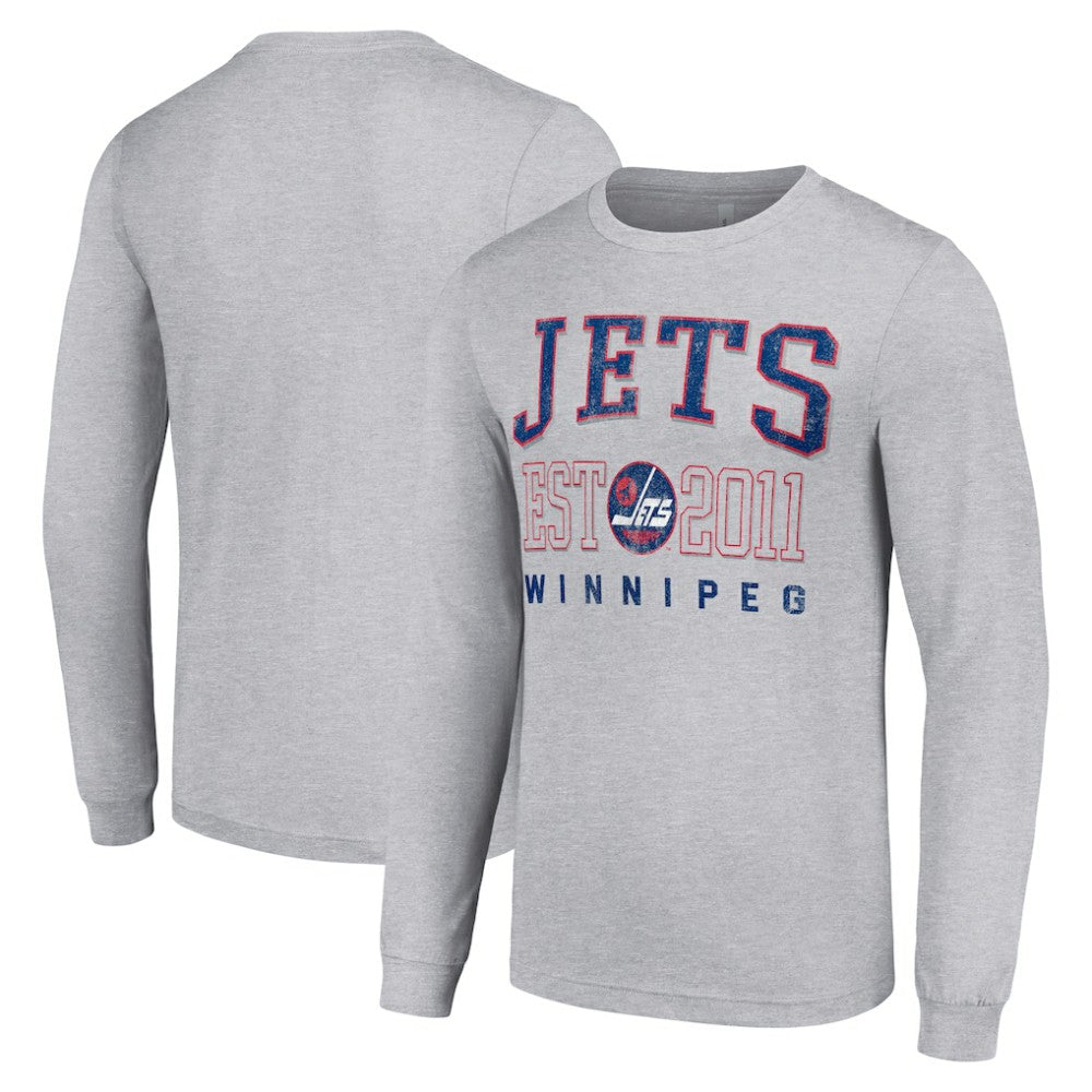 Winnipeg Jets Starter Retro Graphic Long Sleeve Crew T-Shirt - Heather Gray | US 201083194