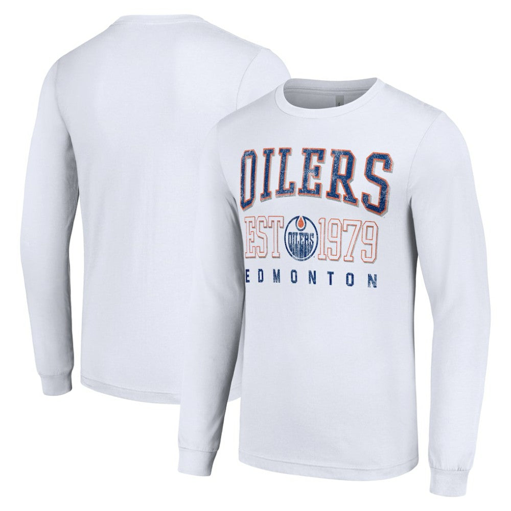 Edmonton Oilers Starter Retro Graphic Long Sleeve Crew T-Shirt - White | US 201083201