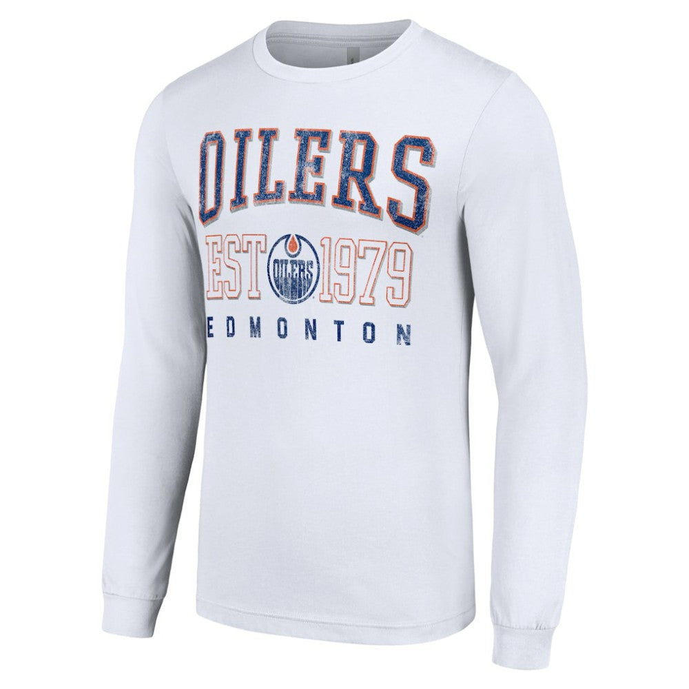 Edmonton Oilers Starter Retro Graphic Long Sleeve Crew T-Shirt - White | US 201083201