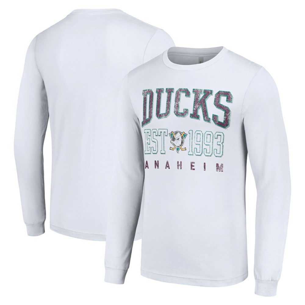 Anaheim Ducks Starter Retro Graphic Long Sleeve Crew T-Shirt - White | US 201083204
