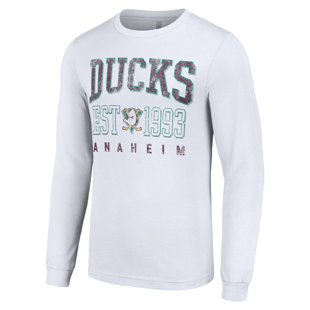 Anaheim Ducks Starter Retro Graphic Long Sleeve Crew T-Shirt - White | US 201083204
