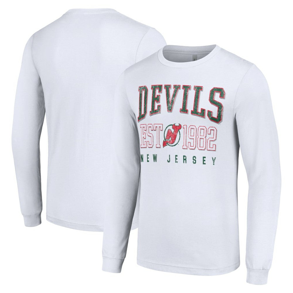 New Jersey Devils Starter Retro Graphic Long Sleeve Crew T-Shirt - White | US 201083205