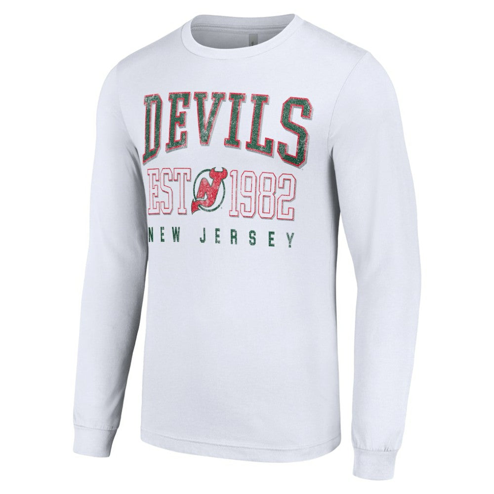 New Jersey Devils Starter Retro Graphic Long Sleeve Crew T-Shirt - White | US 201083205