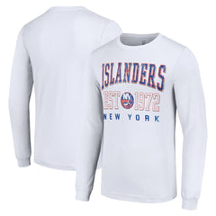 New York Islanders Starter Retro Graphic Long Sleeve Crew T-Shirt - White | US 201083207
