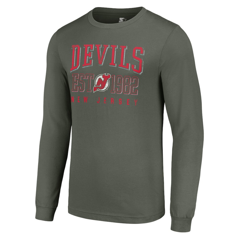 New Jersey Devils Starter Retro Graphic Long Sleeve Crew T-Shirt - Green | US 201083216