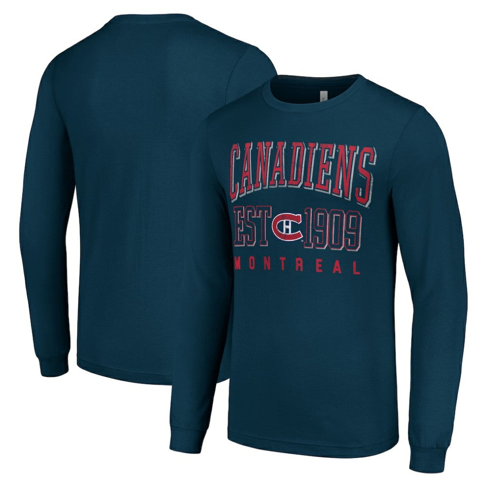 Montreal Canadiens Starter Retro Graphic Long Sleeve Crew T-Shirt - Navy | US 201083218