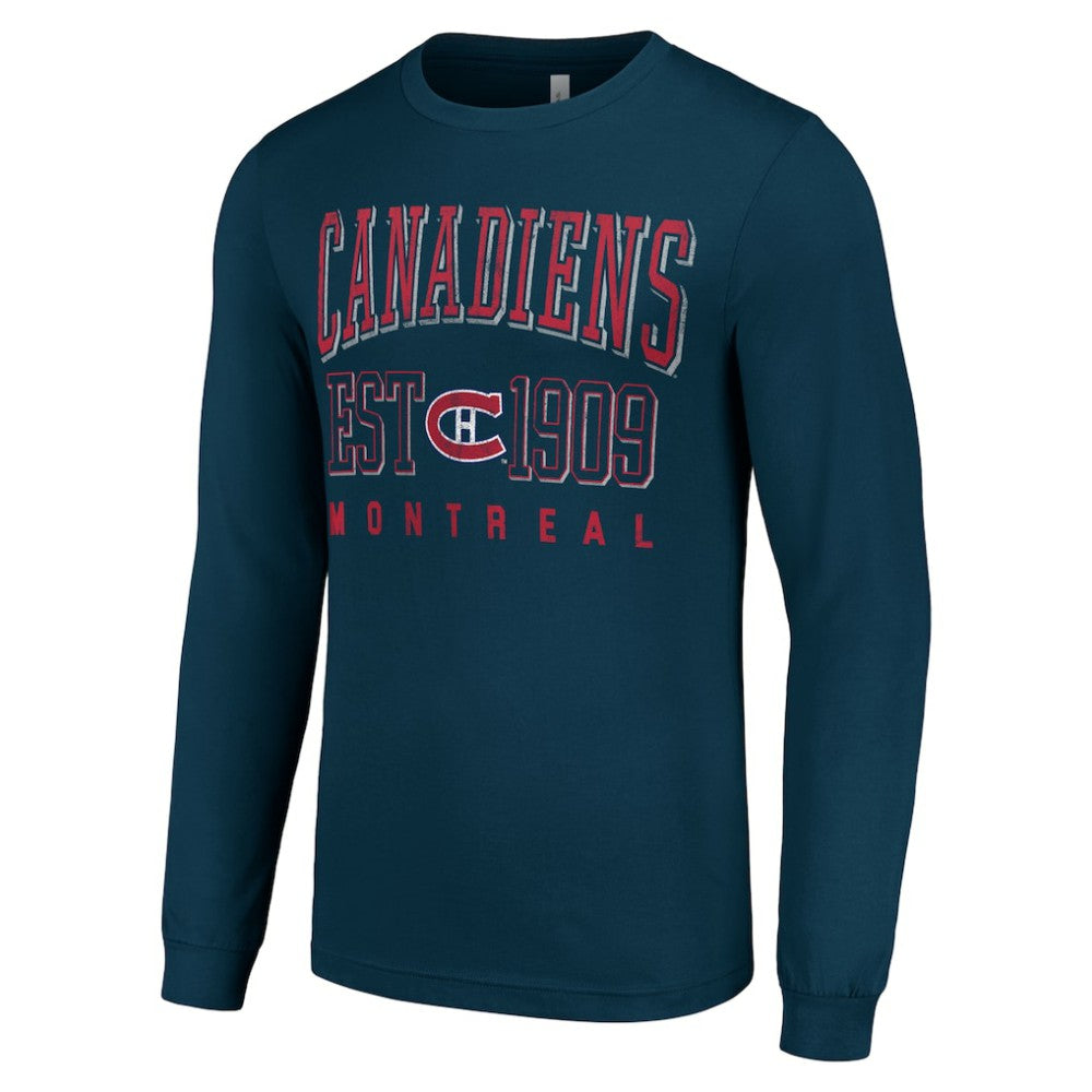 Montreal Canadiens Starter Retro Graphic Long Sleeve Crew T-Shirt - Navy | US 201083218