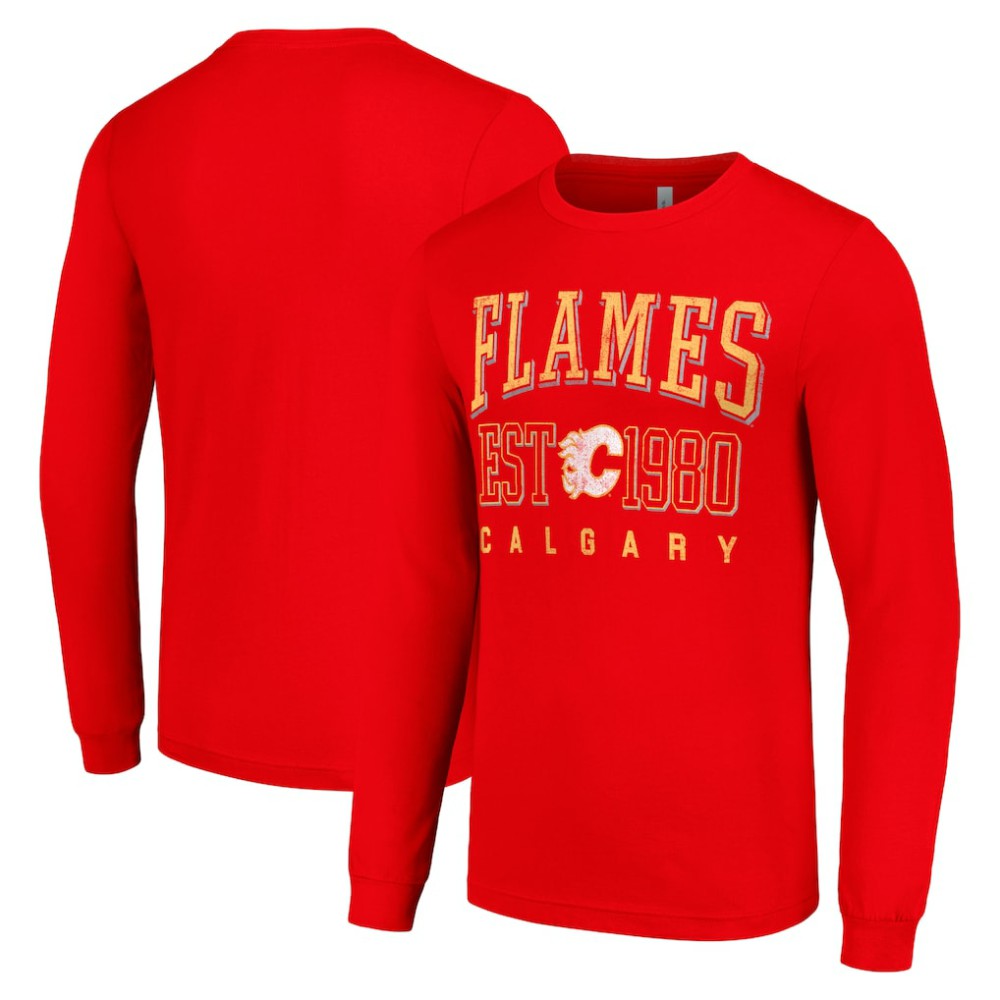 Calgary Flames Starter Retro Graphic Long Sleeve Crew T-Shirt - Red | US 201083225