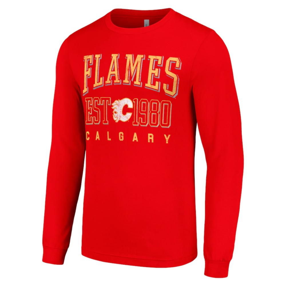Calgary Flames Starter Retro Graphic Long Sleeve Crew T-Shirt - Red | US 201083225
