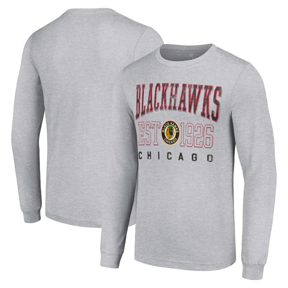 Chicago Blackhawks Starter Retro Graphic Long Sleeve Crew T-Shirt - Heather Gray | US 201083233