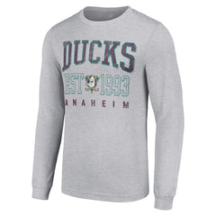 Anaheim Ducks Starter Retro Graphic Long Sleeve Crew T-Shirt - Heather Gray | US 201083244