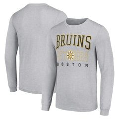 Boston Bruins Starter Retro Graphic Long Sleeve Crew T-Shirt - Heather Gray | US 201083246