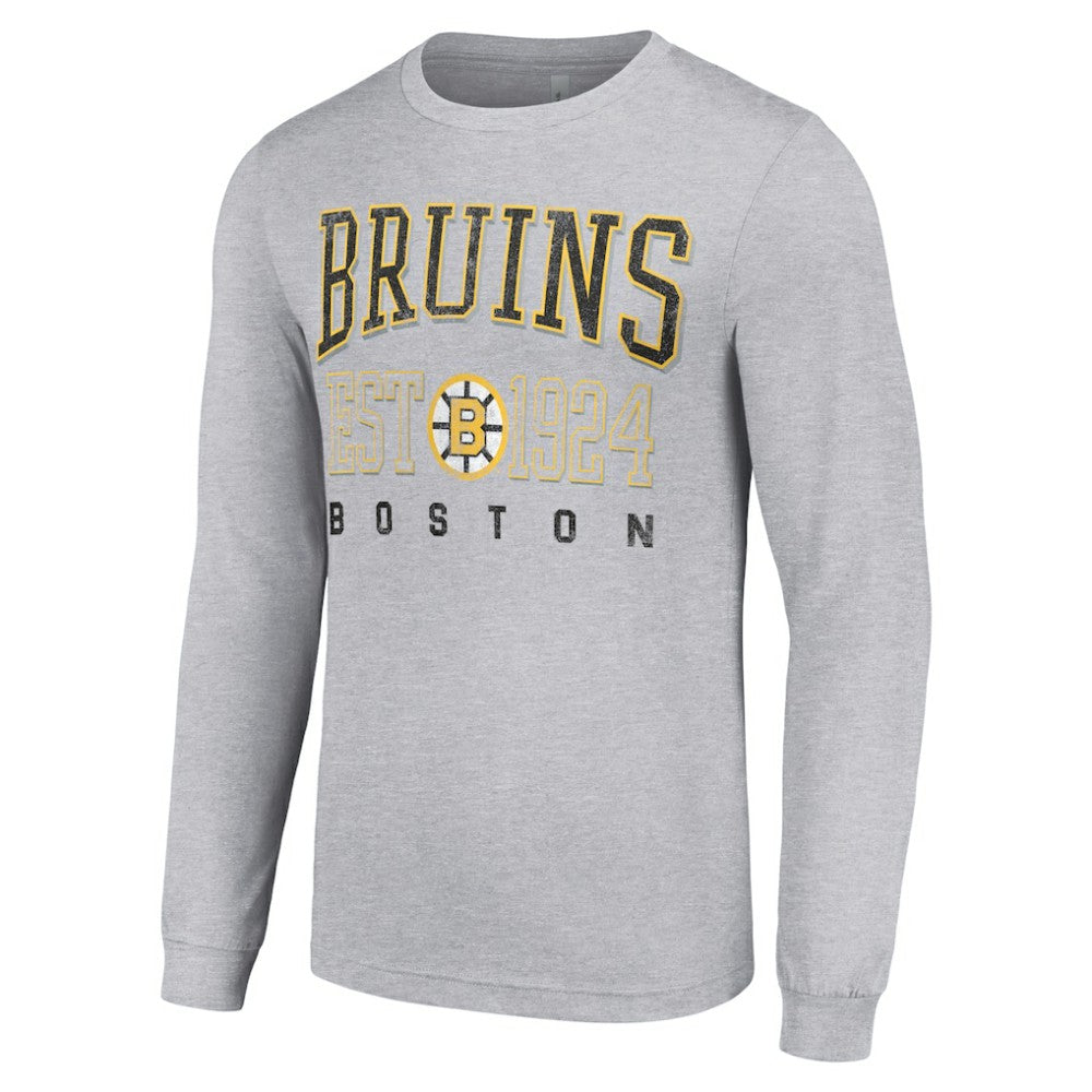 Boston Bruins Starter Retro Graphic Long Sleeve Crew T-Shirt - Heather Gray | US 201083246