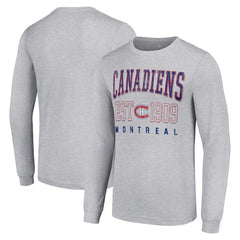 Montreal Canadiens Starter Retro Graphic Long Sleeve Crew T-Shirt - Heather Gray | US 201083247