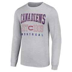 Montreal Canadiens Starter Retro Graphic Long Sleeve Crew T-Shirt - Heather Gray | US 201083247