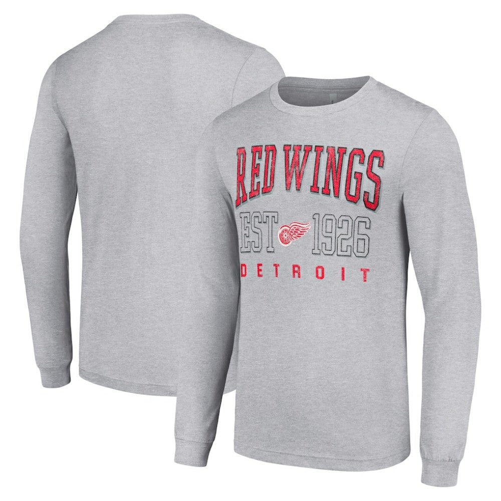Detroit Red Wings Starter Retro Graphic Long Sleeve Crew T-Shirt - Heather Gray | US 201083251