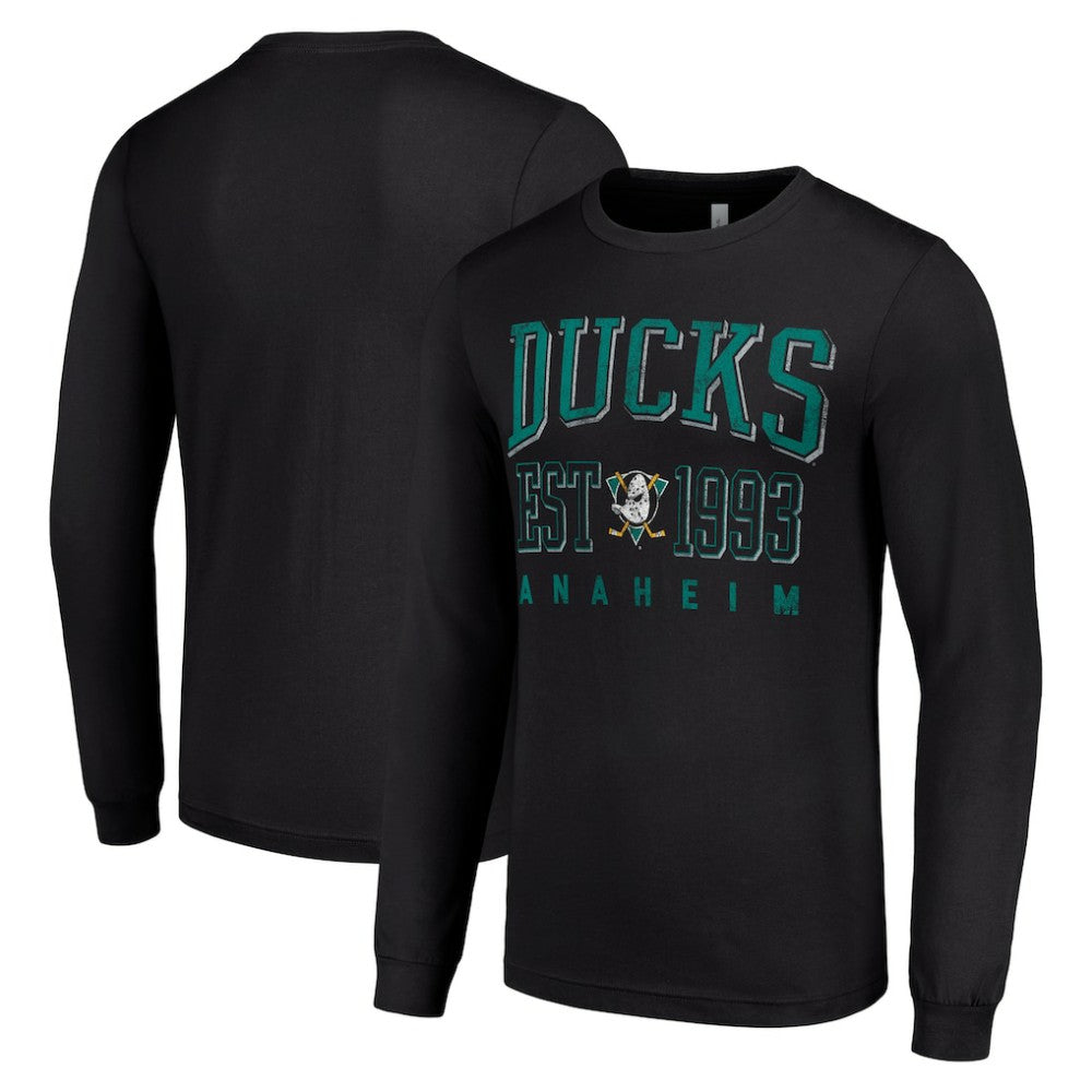Anaheim Ducks Starter Retro Graphic Long Sleeve Crew T-Shirt - Black | US 201083257