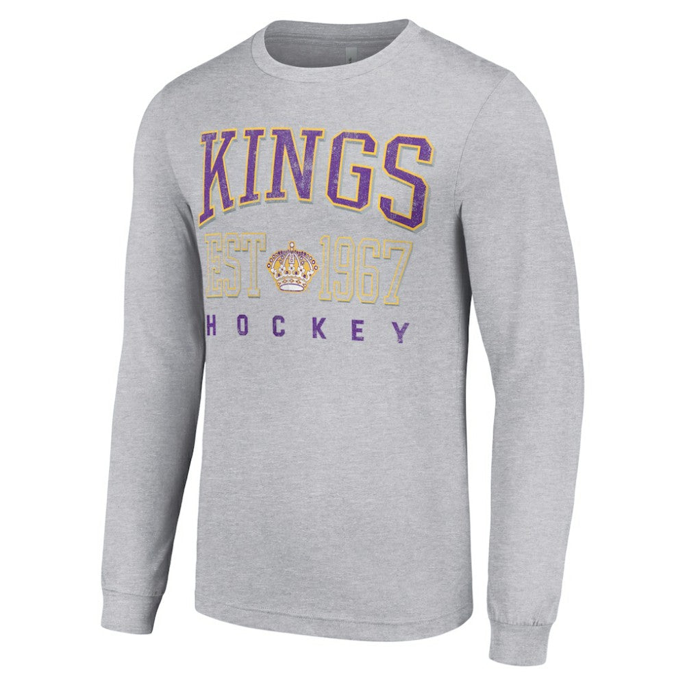 Los Angeles Kings Starter Retro Graphic Long Sleeve Crew T-Shirt - Heather Gray | US 201083259