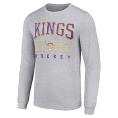 Los Angeles Kings Starter Retro Graphic Long Sleeve Crew T-Shirt - Heather Gray | US 201083259