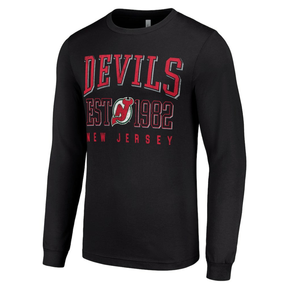New Jersey Devils Starter Retro Graphic Long Sleeve Crew T-Shirt - Black | US 201083263