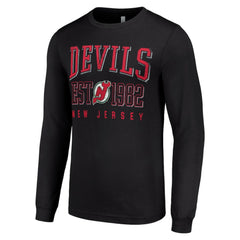 New Jersey Devils Starter Retro Graphic Long Sleeve Crew T-Shirt - Black | US 201083263