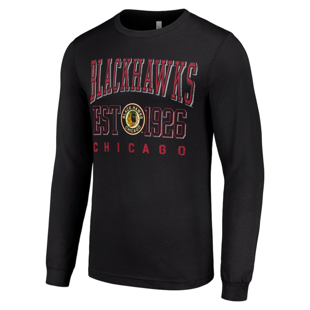 Chicago Blackhawks Starter Retro Graphic Long Sleeve Crew T-Shirt - Black | US 201083264