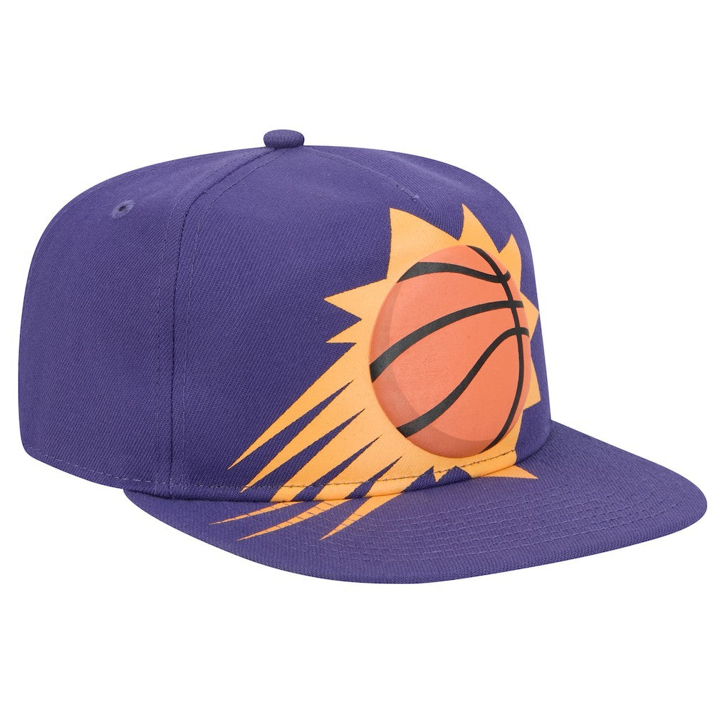Phoenix Suns Oversized Puff Print Logo Golfer Snapback Hat Purple - New Era