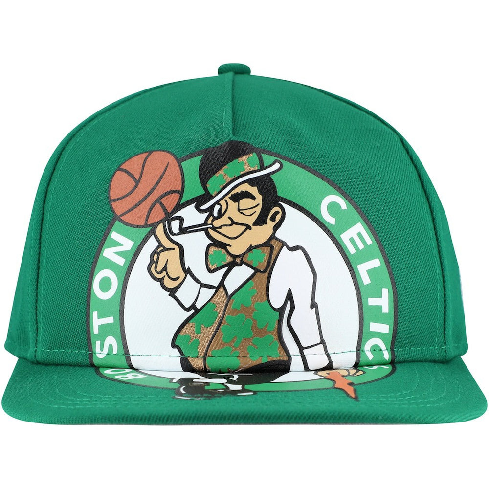Boston Celtics Oversized Puff Print Logo Golfer Snapback Hat Kelly Green - New Era