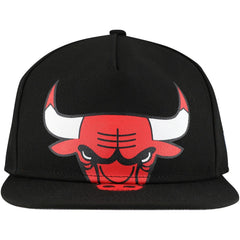 Chicago Bulls Oversized Puff Print Logo Golfer Snapback Hat Black - New Era