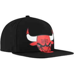 Chicago Bulls Oversized Puff Print Logo Golfer Snapback Hat Black - New Era