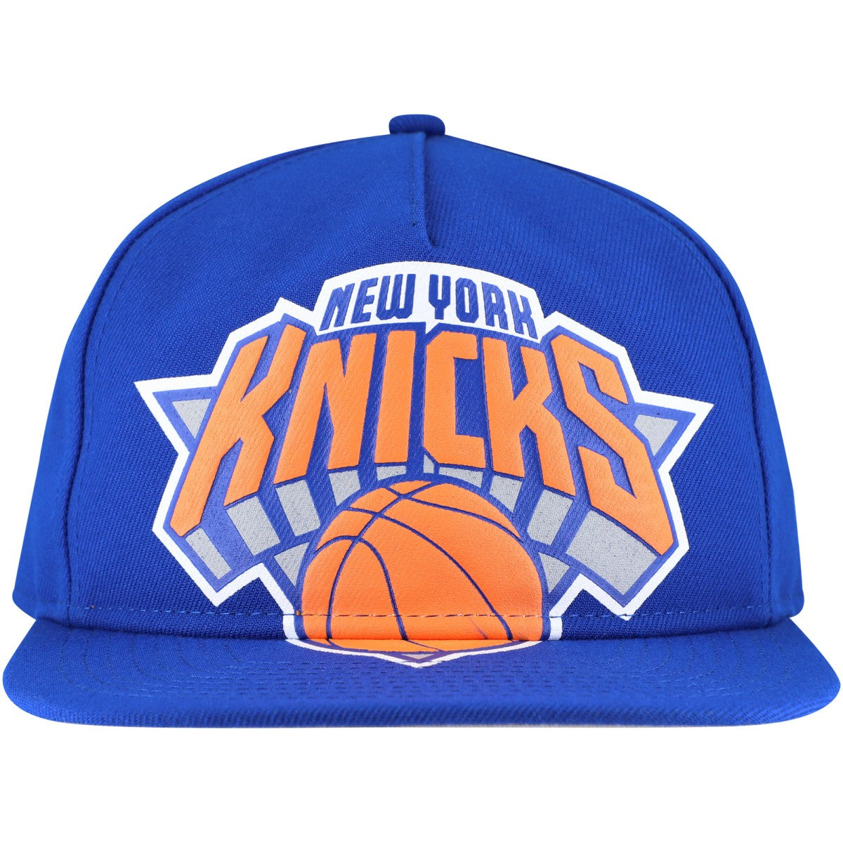 New York Knicks Oversized Puff Print Logo Golfer Snapback Hat Blue - New Era