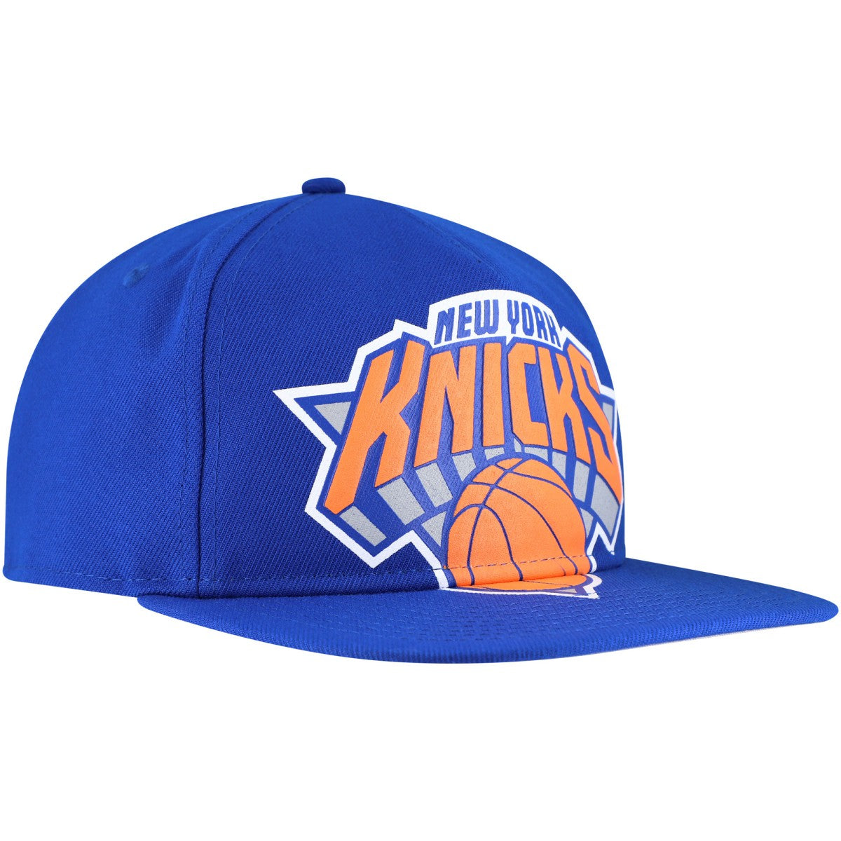 New York Knicks Oversized Puff Print Logo Golfer Snapback Hat Blue - New Era