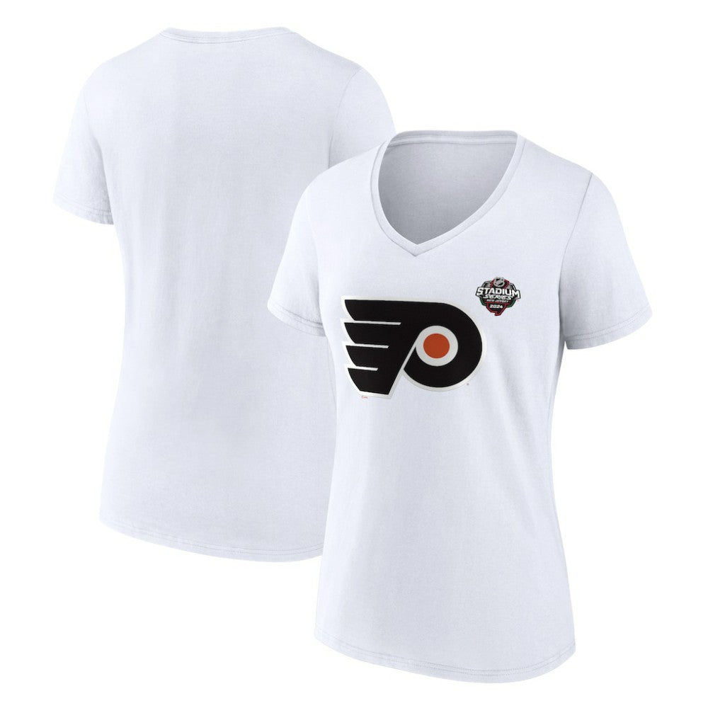 Philadelphia Flyers Fanatics Women's 2024 NHL Stadium Series Logo V-Neck T-shirt - White | US 201089723