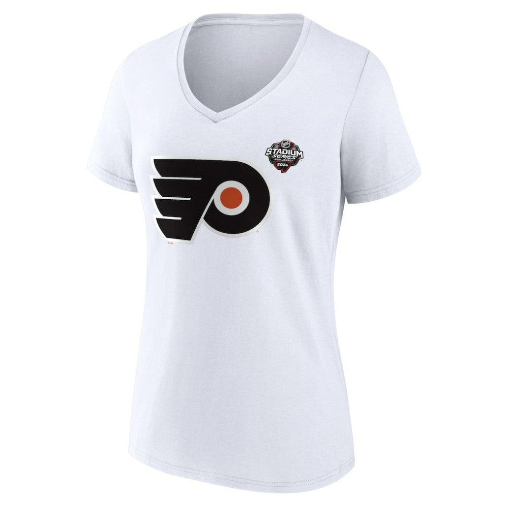 Philadelphia Flyers Fanatics Women's 2024 NHL Stadium Series Logo V-Neck T-shirt - White | US 201089723