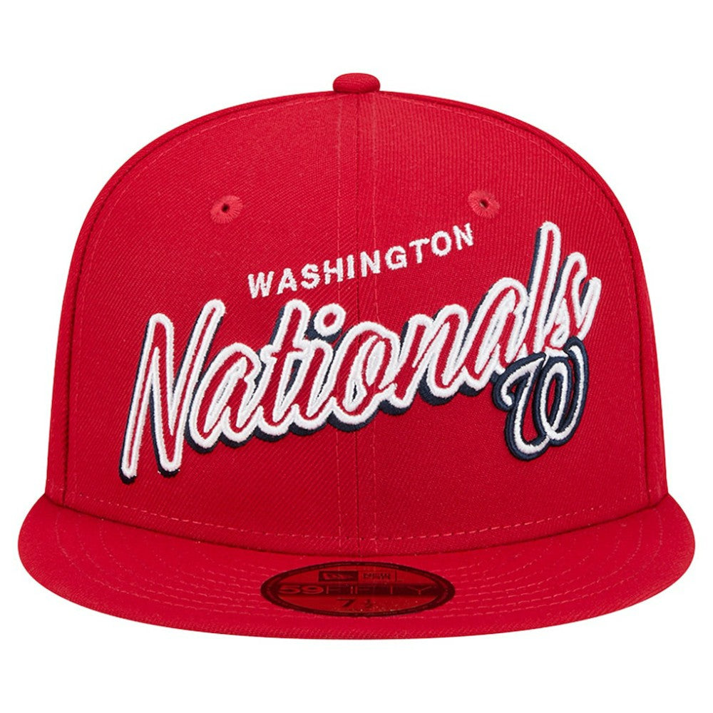 Washington Nationals New Era Script Sided 59FIFTY Fitted Hat - Red Hats