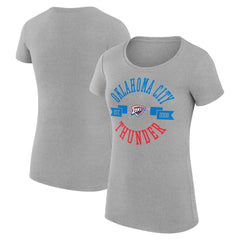 Oklahoma City Thunder G-III 4Her by Carl Banks Women's Super-Slim Fit Lightweight Large City Logo T-Shirt Heather Gray