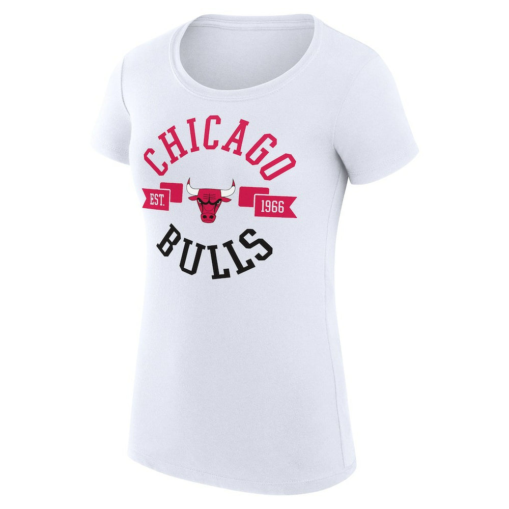 Chicago Bulls G-III 4Her by Carl Banks Women's Super-Slim Fit Lightweight Large City Logo T-Shirt White