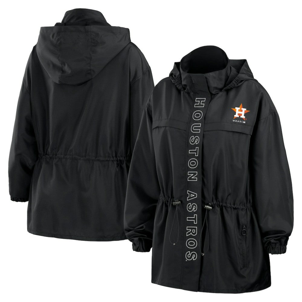 Houston Astros WEAR by Erin Andrews Women's Full-Zip Windbreaker Hoodie Jacket - Black Jackets