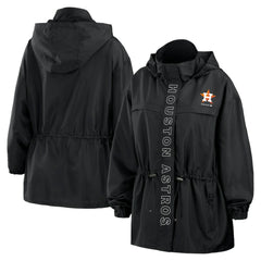Houston Astros WEAR by Erin Andrews Women's Full-Zip Windbreaker Hoodie Jacket - Black Jackets