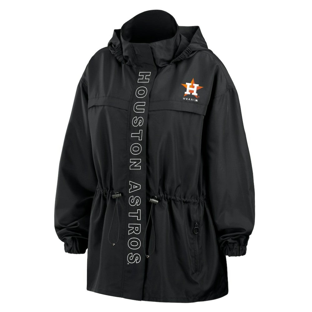 Houston Astros WEAR by Erin Andrews Women's Full-Zip Windbreaker Hoodie Jacket - Black Jackets