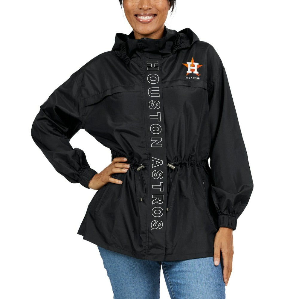 Houston Astros WEAR by Erin Andrews Women's Full-Zip Windbreaker Hoodie Jacket - Black Jackets
