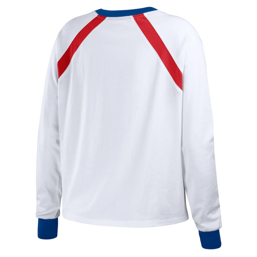 Atlanta Braves WEAR by Erin Andrews Women's Raglan Long Sleeve T-Shirt - White T-shirts