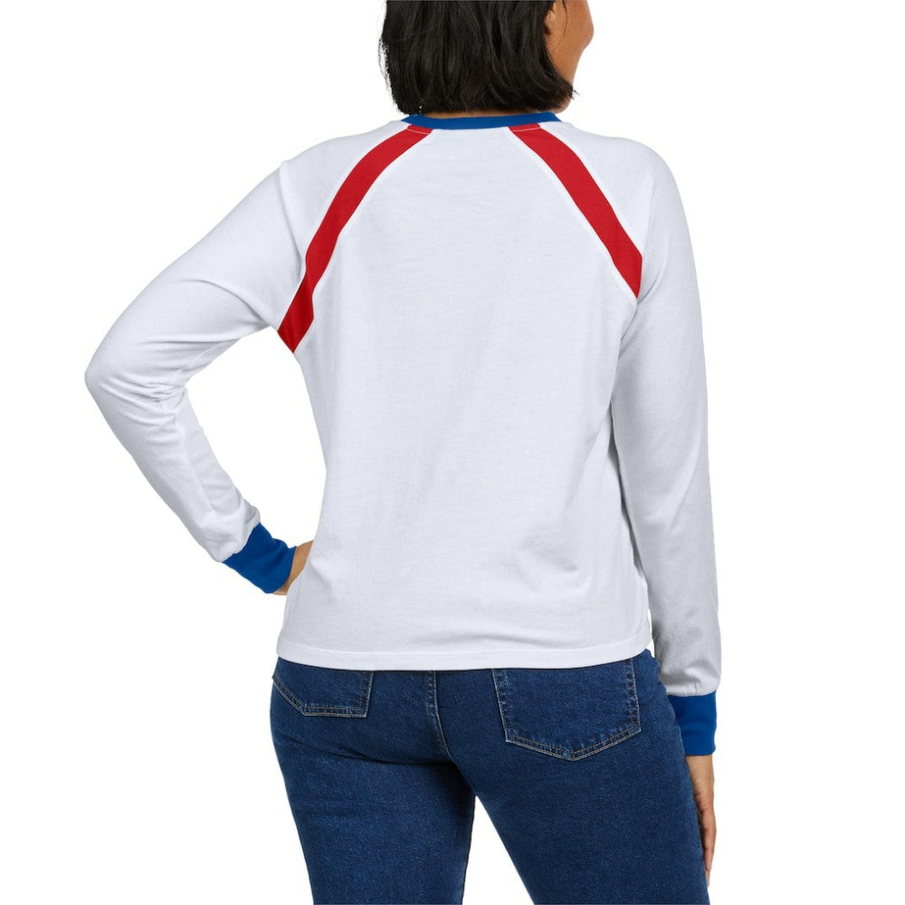 Atlanta Braves WEAR by Erin Andrews Women's Raglan Long Sleeve T-Shirt - White T-shirts