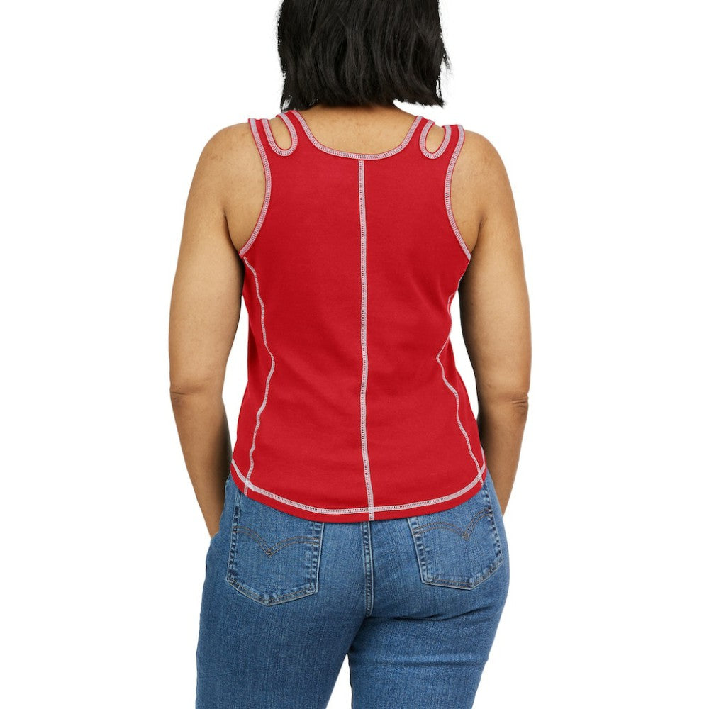 Atlanta Braves WEAR by Erin Andrews Women's Contrast Stitch Tank Top - Red Tanks