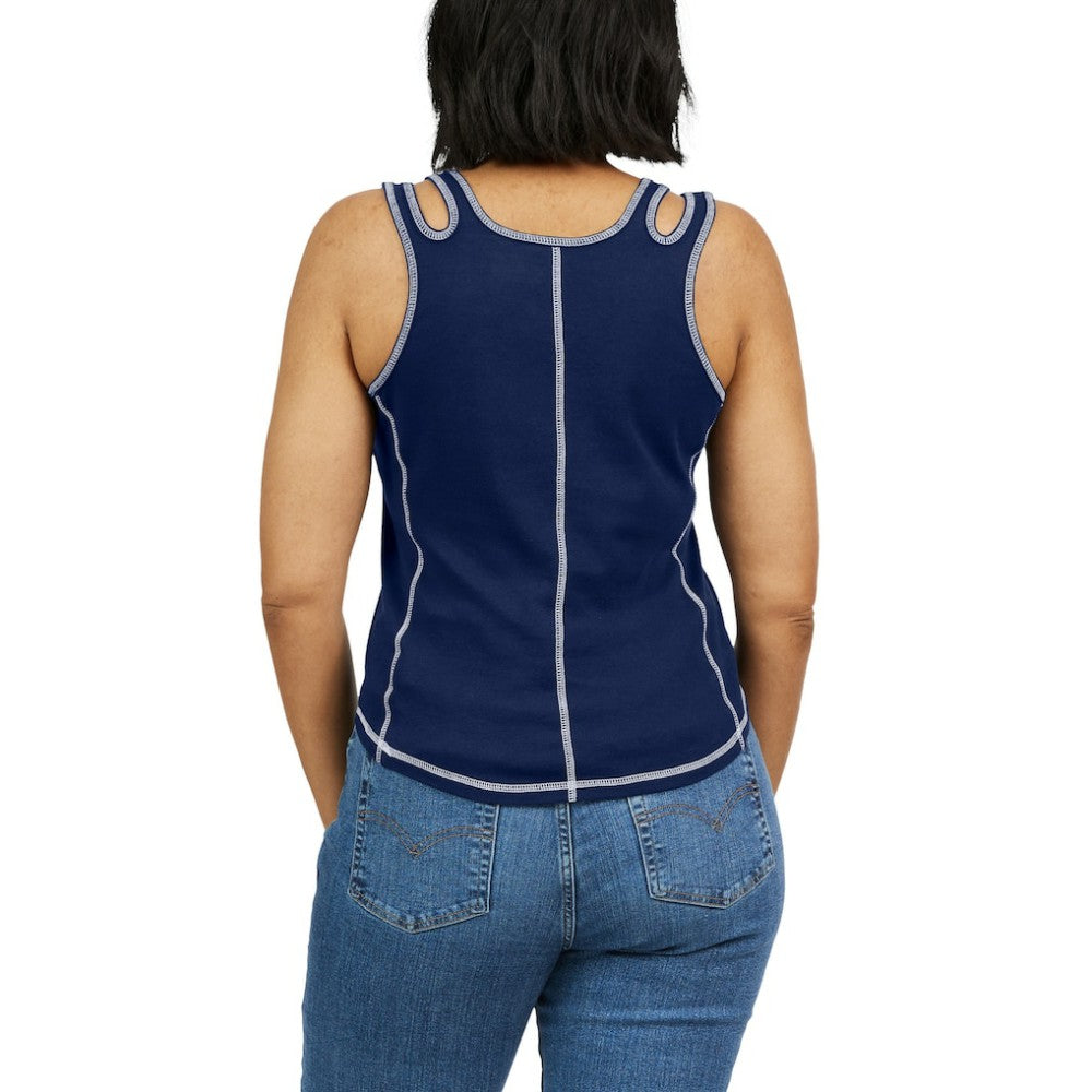 Boston Red Sox WEAR by Erin Andrews Women's Contrast Stitch Tank Top - Navy Tanks