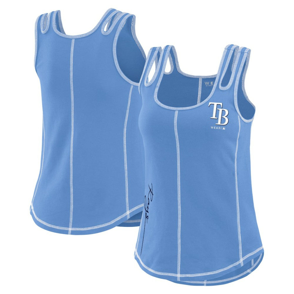 Tampa Bay Rays WEAR by Erin Andrews Women's Contrast Stitch Tank Top - Light Blue Tanks